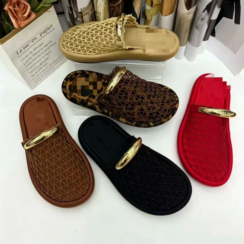 ZR پنجه گرد آفریقایی توری کف ضخیم سایز بزرگ 36-42 سایز یک کلمه سگک دار پشت خالی یک پا ضخیم نیمه لغزنده صندل مشبک لاستیکی تنفس