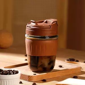 لیوان شیشهای دوطرفه زیبا برای خانمها، قابل حمل و مناسب شیر