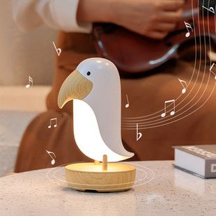چراغ رومیزی پرنده Mumu USB شارژر بدون پله کم نور اسپیکر بلوتوث نور محیطی چراغ خواب خلاقانه اتاق خواب کنار تخت چراغ خواب فروشگاه ما رتبه 2