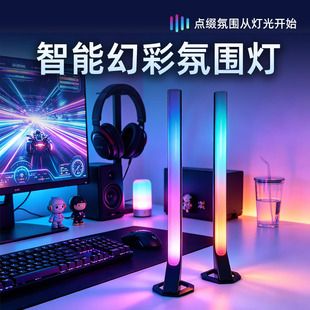 چراغ رومیزی RGB با میکروفون داخلی، همگام با موسیقی، مناسب اتاق خواب و گیمینگ