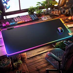 پد ماوس درخشان RGB، پد صفحهکلید ورزشی الکترونیکی با اندازه بزرگ LED ضد لغزش ضخیمشده برای بازی