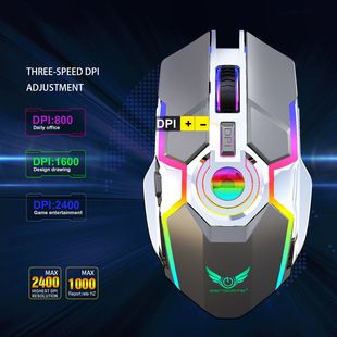 موس بی‌سیم مکانیکی گیمینگ با شارژ بی‌سیم و نور RGB