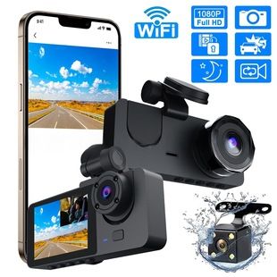 دوربین خودرو سه‌لنز 1080P وای‌فای با دید در شب و دوربین عقب