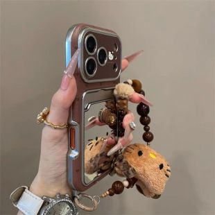 گربه قهوه ای عشق KT مناسب برای قاب گوشی آیفون 17 پرو آینه آرایش اپل 16 پرو جا کارت 15 پرو 14p فروشگاه ما رتبه 3 را دارد