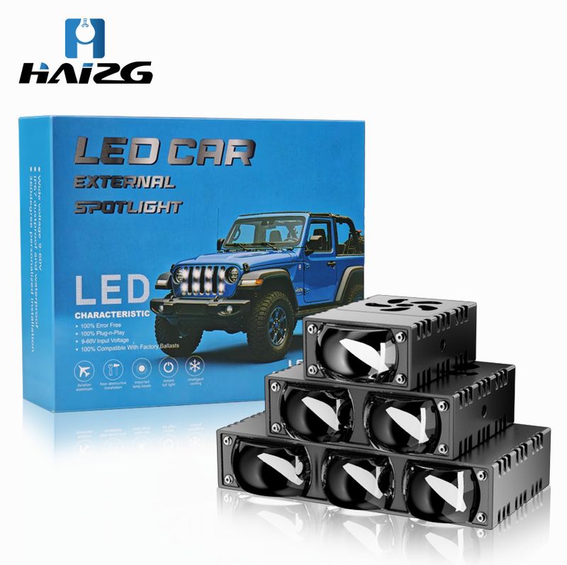 HAIZG مرزی 120 وات سه رنگ چراغ وسط LED چراغ چشمک زن چراغ مشبک با لنز سه چشمی اصلاح شده چراغ جلوی خودرو، جلو... حجم فروش TOP10%