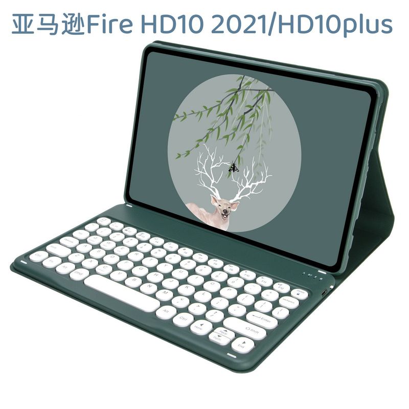 مناسب برای کیبورد بلوتوث آمازون Fire HD10 HD10plus کیبورد لمسی بی سیم کیبورد چرم بدلی پوسته نرم همه جانبه