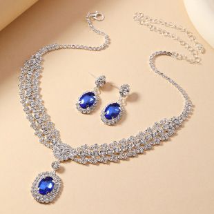 گوشواره قطره ای آب گازدار روکش شده با الماس، گردنبند، زنجیر ترقوه ظریف، ست جواهرات طرح طاقچه، گوشواره دست دوم، فروشگاه ما رتبه اول