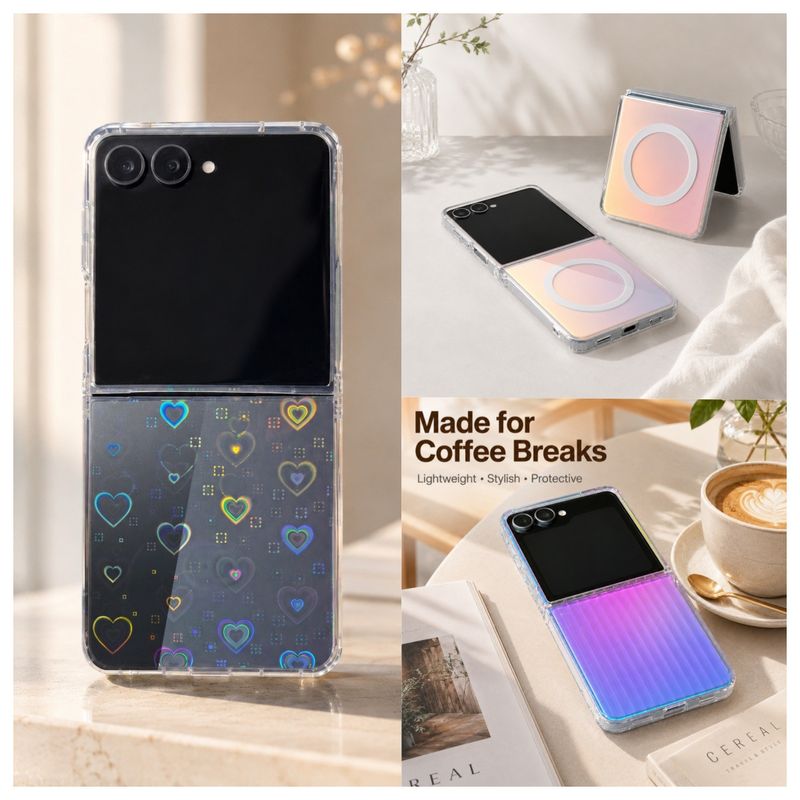 مناسب برای قاب گوشی موبایل تاشو سامسونگ Z-flip8 کیس مکش مغناطیسی آفتاب پرست zflip8 لیزر لاو کوچک نوع کاور فلیپ لیزری IMD