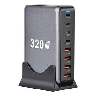 شارژر رومیزی 320 وات گالیم نیترید 8 پورت PD