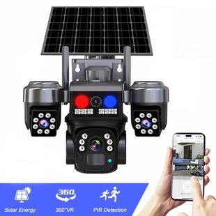 دوربین مداربسته سه‌لنز وای‌فای/4G خورشیدی 360 درجه