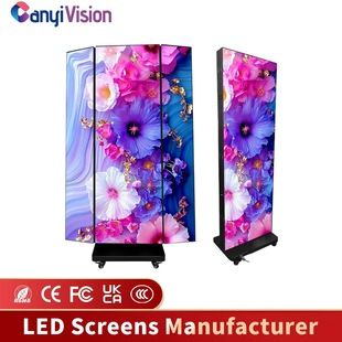 نمایشگر LED سه‌تابلو دوطرفه متحرک P2.5 برای نمایشگاه و تبلیغات داخلی