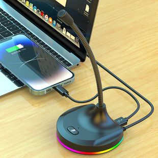 میکروفون USB RGB برای کامپیوتر و لپتاپ، مناسب کنفرانس ویدیویی و گیمینگ