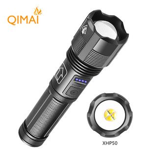 چراغ‌قوه LED قوی XHP50 شارژی USB با زوم و برد بلند