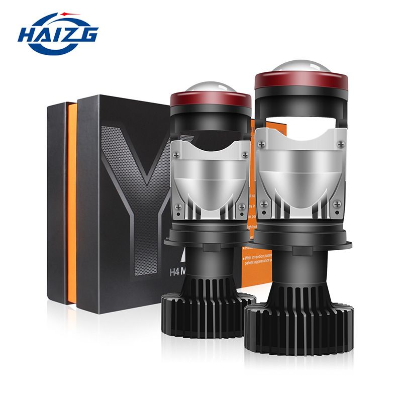 چراغ جلوی LED ماشین HAIZG Y7D با قدرت بالا با لنز دو نوری فن H4 چراغ چشم ماهی اصلاح شده دور و نزدیک یکپارچه آلومینیومی حمل و نقل هوایی MT/گیربکس دستی