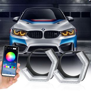 حلقه تزئینی چراغ خودرو BMW 2.5 اینچ با کنترل بلوتوث و اپلیکیشن