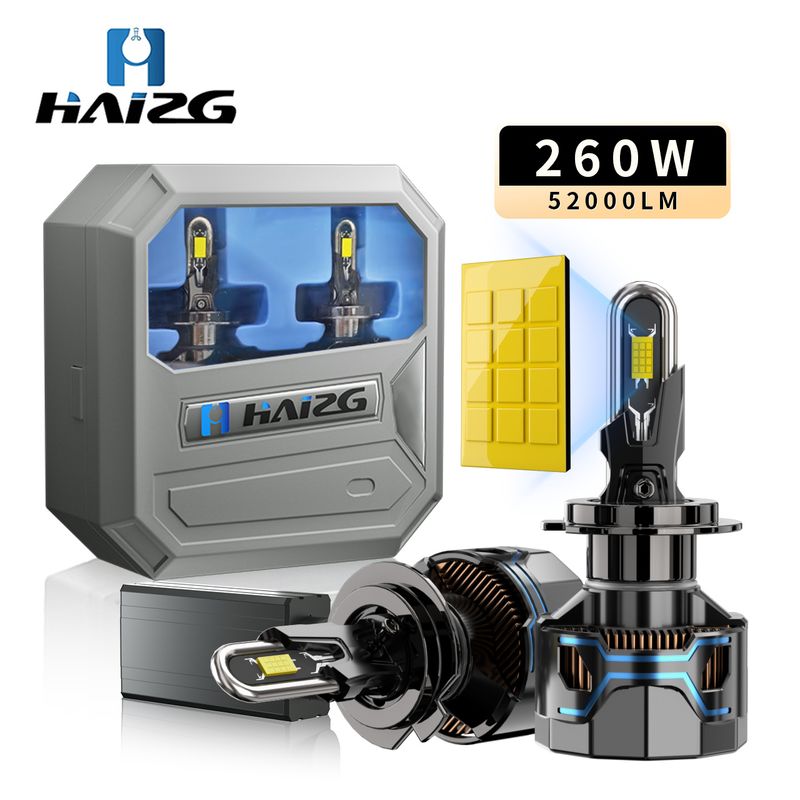چراغ جلوی LED خودرو 300 واتی HAIZG H13 چراغ جلوی لوله مسی U شکل با قدرت بالا H7 چراغ جلوی ماشین فوق العاده روشن اصلاح شده h7، جلو ... حجم فروش TOP10%