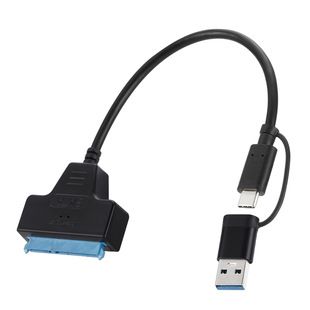 کابل تبدیل SATA به USB 3.0 دوکاره تایپ سی برای هارد 2.5 و 3.5 اینچی با آداپتور برق