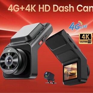 دوربین خودرو 4G K26 با کیفیت 4K و 1080p دو لنز، وای‌فای، دید در شب، GPS و ADAS