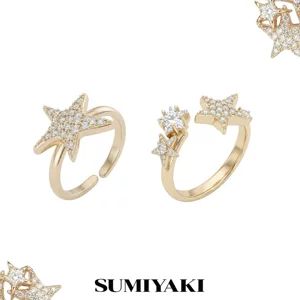 SUMIYAKI سری شهاب سرد طاقچه طرح حلقه ستاره ترکیبی حلقه طاقچه طلای چای سفید حلقه رده بالا