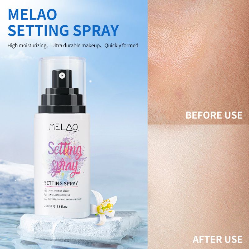 اسپری تنظیم کننده آرایش مرطوب کننده MELAO عمده فروشی 100 میلی لیتری مرطوب کننده آرایشی مرطوب کننده با فرم دهی سریع فیلم SETTING SPRAY مات مات خنثی میکس کننده