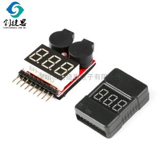 آلارم ولتاژ پایین 1-8 سلول بی‌ایکس 100 با نمایشگر ولتاژ برای باتری لیتیومی مدل RC