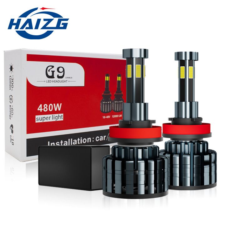چراغ‌های LED خودرو HAIZG چراغ‌های جلویی چراغ‌های LED شش طرفه با روشنایی بالا چراغ‌های جلو LED H4 H1H7 نور بالا و پایین چراغ‌های جلو LED هواپیما آلومینیومی AT/اتوماتیک