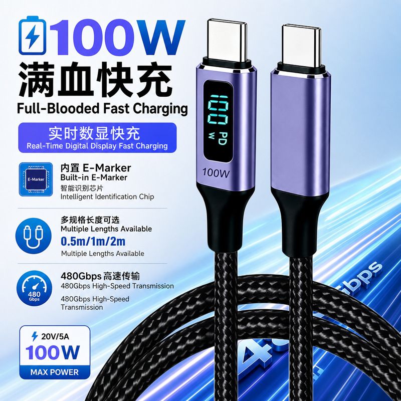 صفحه نمایش دیجیتال هوشمند مرزی PD100W کابل داده شارژ سریع C به پورت C کابل شارژ سریع هوشمند 60 واتی داده های فعلی تصویری تلفن همراه...فروش TOP10%