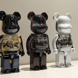 Bearbrick 400% نسخه ویژه براق مشکی و طلایی، مجسمه دکوری خرس محبوب