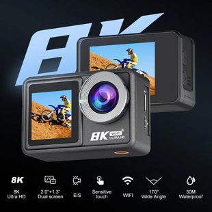 دوربین ورزشی دو‌صفحه لمسی وای‌فای 4K تا 8K با لرزشگیر 415، ضدآب برای غواصی و فیلمبرداری هوایی