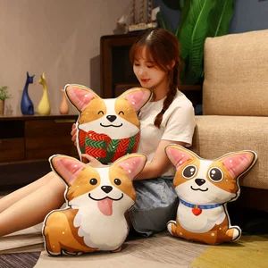 عروسک کوسنی کارتونی کورگی (سگ شیبا)؛ اسباببازی نرم و پشمالو مناسب برای خواب کودکان و دختران