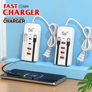 شارژر چند پورت USB و پریز برق 6 کاره با شارژ سریع PD