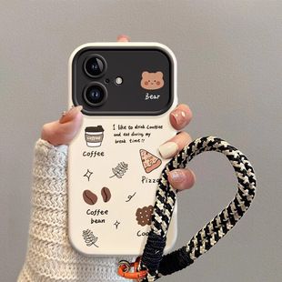 Coffee Cookie Bear مناسب برای قاب موبایل Apple 17PRO 16 پنجره بزرگ 15 مات 14 ضد سقوط 12/11 قاب نرم
