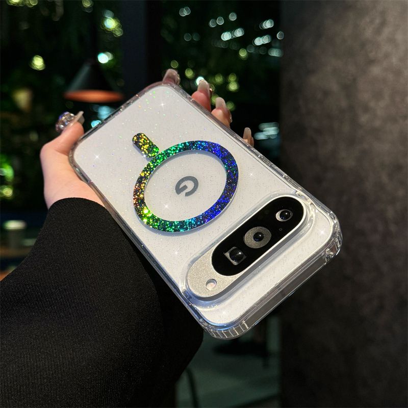 مناسب برای قاب گوشی موبایل Google 11 pixel10pro ستاره رنگارنگ Google9ProXL محافظ موبایل مغناطیسی پر زرق و برق...حجم فروش TOP10%