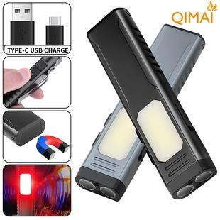 چراغ کار قابل شارژ USB چند منظوره جدید بین مرزی با زنگ و آهنربا چراغ قوه قابل حمل با نور قوی COB LED ظرف 48 ساعت ارسال می شود