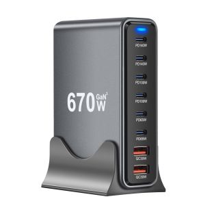 شارژر گالیم نیترید 670 وات PD3.1، آداپتور چندکاره رومیزی 635 وات، مدل جدید 530 وات