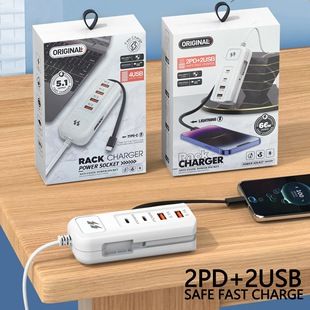 شارژر چند پورت USB و PD با پریز برق و تایپ سی