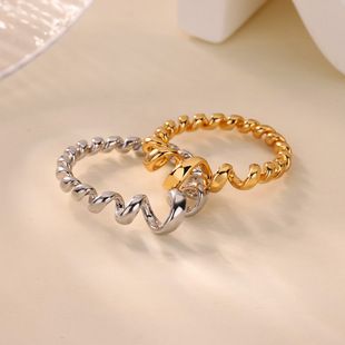 حلقه موجدار هندسی 18K روکش طلا زنانه و مردانه