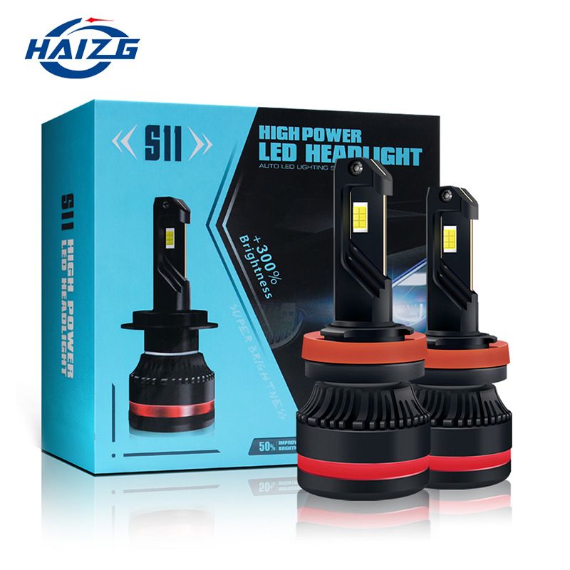 HAIZG لامپ بزرگ LED ماشین 110 وات برون مرزی S11 اصلاح چراغ جلو پرقدرت h7h4 چراغ ماشین پرتو بالا و پایین چراغ LED چراغ AT/گیربکس اتوماتیک