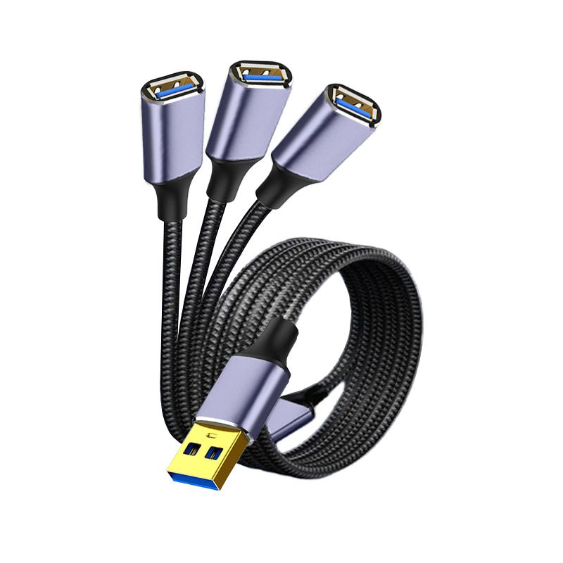 محصول جدید مرزی USB2.0 کابل تبدیل کابل پسوند اسپلیتر USB2.0 داک توسعه کامپیوتری تایپک آداپتور توسعه چند منظوره یک به سه نایلون یک به سه