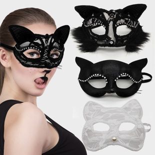 ماسک توری نیم‌صورت زنانه هالووین گربه