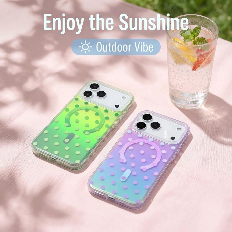 مناسب برای قاب گوشی موبایل Apple 18promax polka dot iPhone17pro محافظ مغناطیسی دوپامین 16 رنگ محافظ تلفن همراه...حجم فروش TOP10%