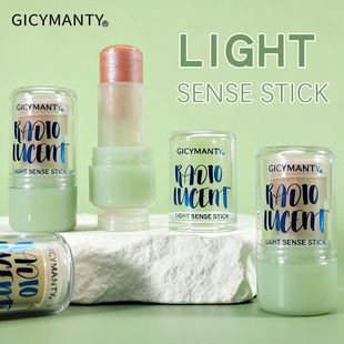 هایلایتر GICYMANTY چوبی درخشان برای پوست شبنم‌دار، برجسته‌سازی طبیعی و رژگونه، طراحی تک‌رنگ