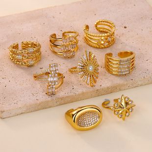 انگشتر لوکس چندلایه کریستال با روکش طلای 18K عیار، طرح کلاسیک و ظریف