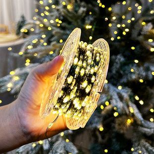ریسه چراغ LED ستارهای کریسمس، سیم مسی سبز تیره، ضدآب