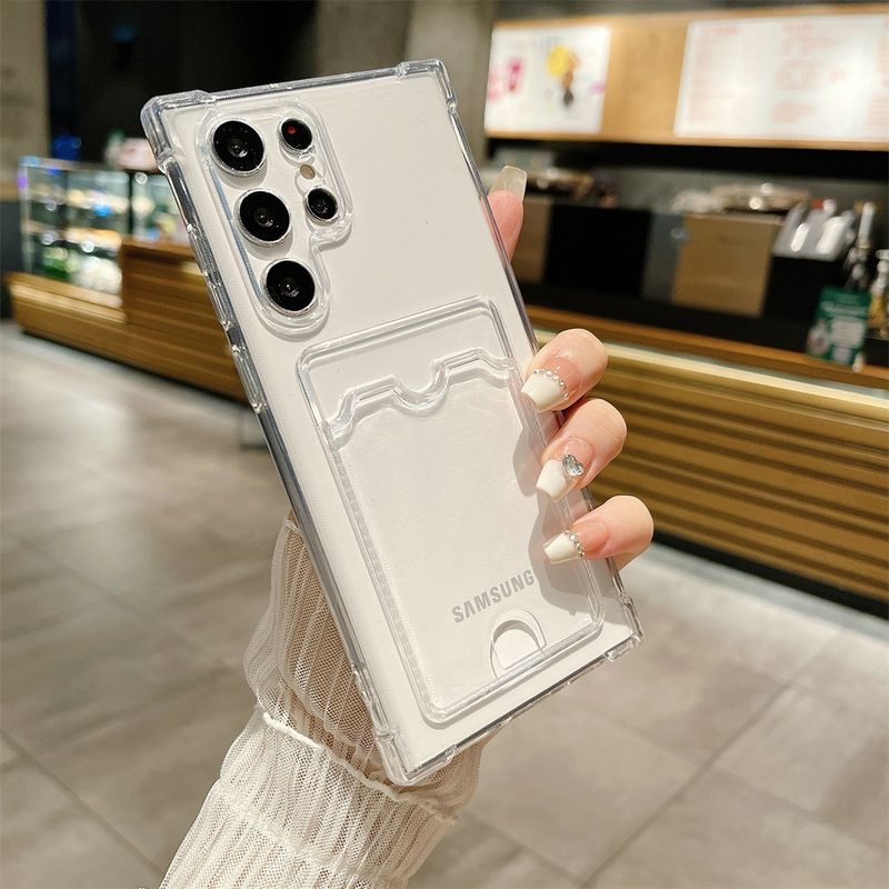مناسب برای قاب گوشی Samsung s26 s25 ultra transparent shell holder card Apple 17pm محافظ با محافظ موبایل فشار سرنیزه...حجم فروش TOP10%