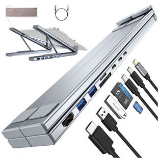 بین مرزی پرطرفدار آلیاژ آلومینیوم HUB چند رابط HDMI هشت در یک ایستگاه داکینگ تاشو پایه لپ تاپ خنک کننده تاشو تحویل دسته ای ترکیبی در عرض 48 ساعت