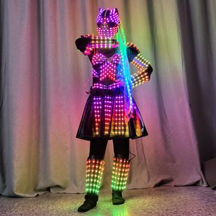 لباس نمایشی زره‌ای LED درخشان زنانه برای مهمانی و هالووین