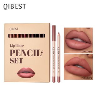 ست ۱۲ رنگ مداد لب خط و رژ لب مات چوبی QIBEST