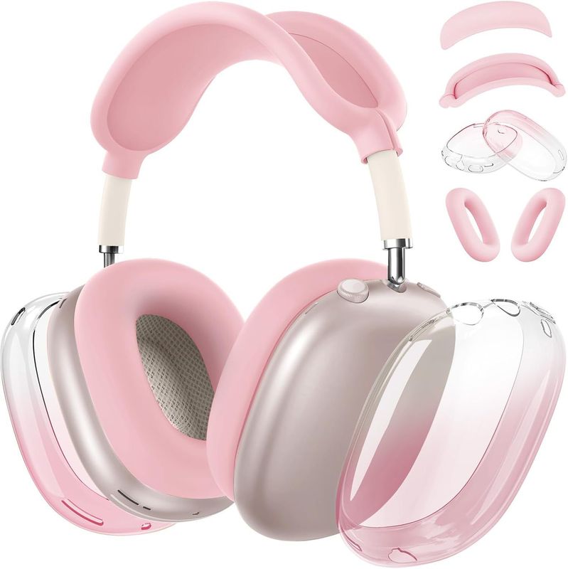 مناسب برای پوشش محافظ هدفون AirPods Max، پوشش هدبند، پوشش درپوش گوش، پوسته محافظ گرادیان TPU روی سر شفاف، پوشش سیلیکونی