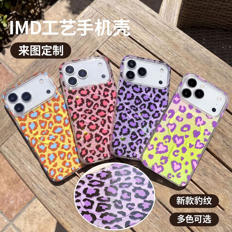 مناسب برای قاب موبایل Apple 18promax Leopard print، سفارشی سازی شده imd دو لایه آیفون 18 مغناطیسی 17/16 محافظ تلفن همراه...حجم فروش TOP10%